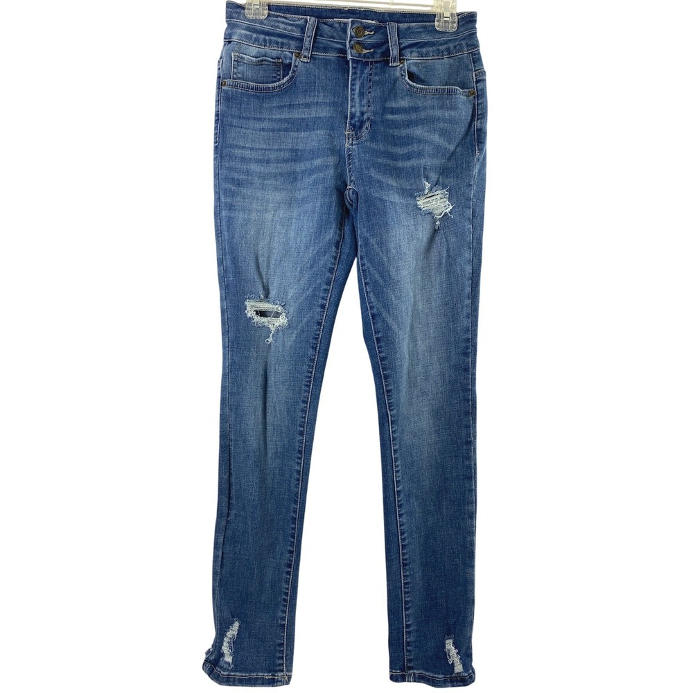 YMI Jeans Womens Size 26 Mid Rise Ankle Destroyed Medium Wash Denim